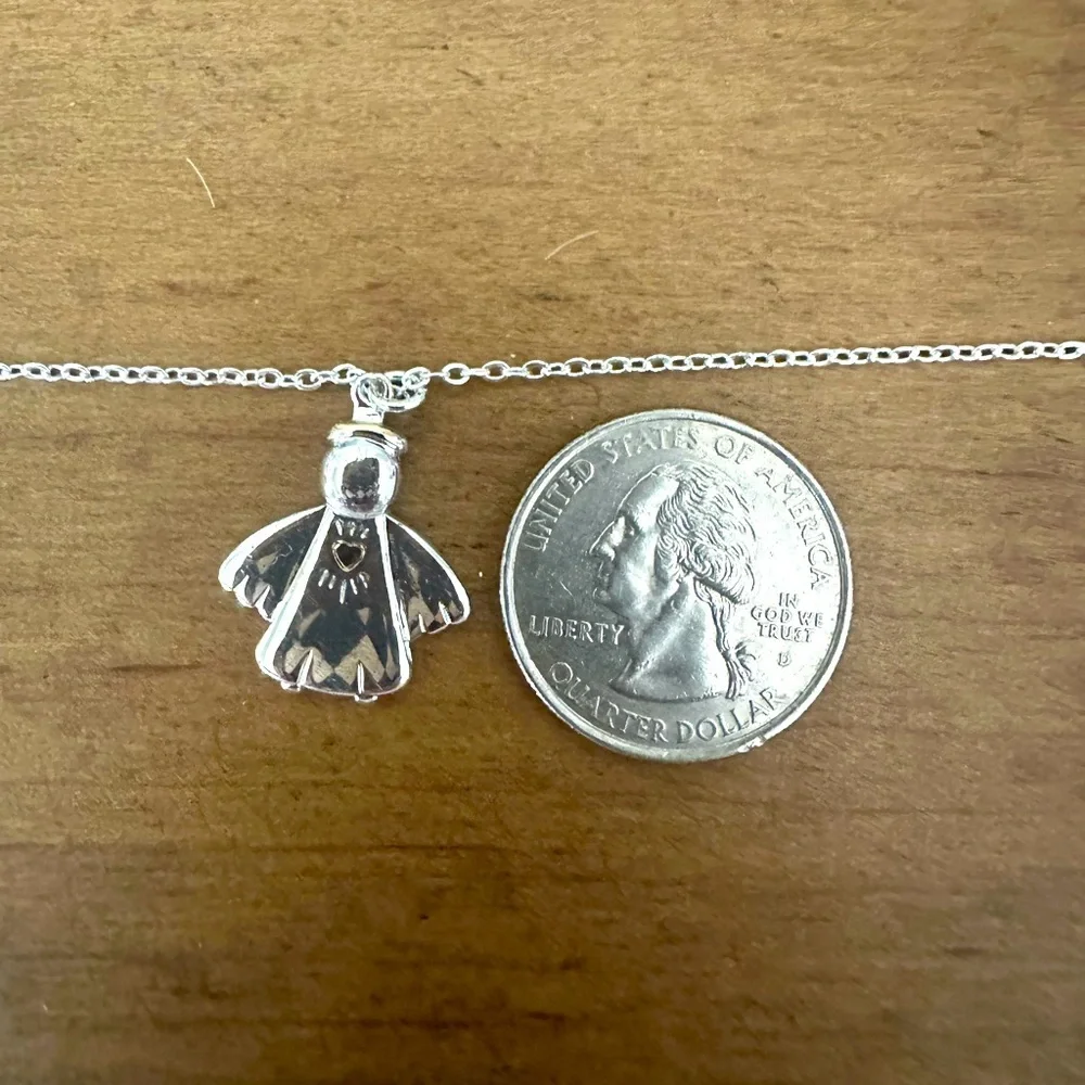 Designs Two Tone Silver Angel with Gold Heart Pendant Necklace